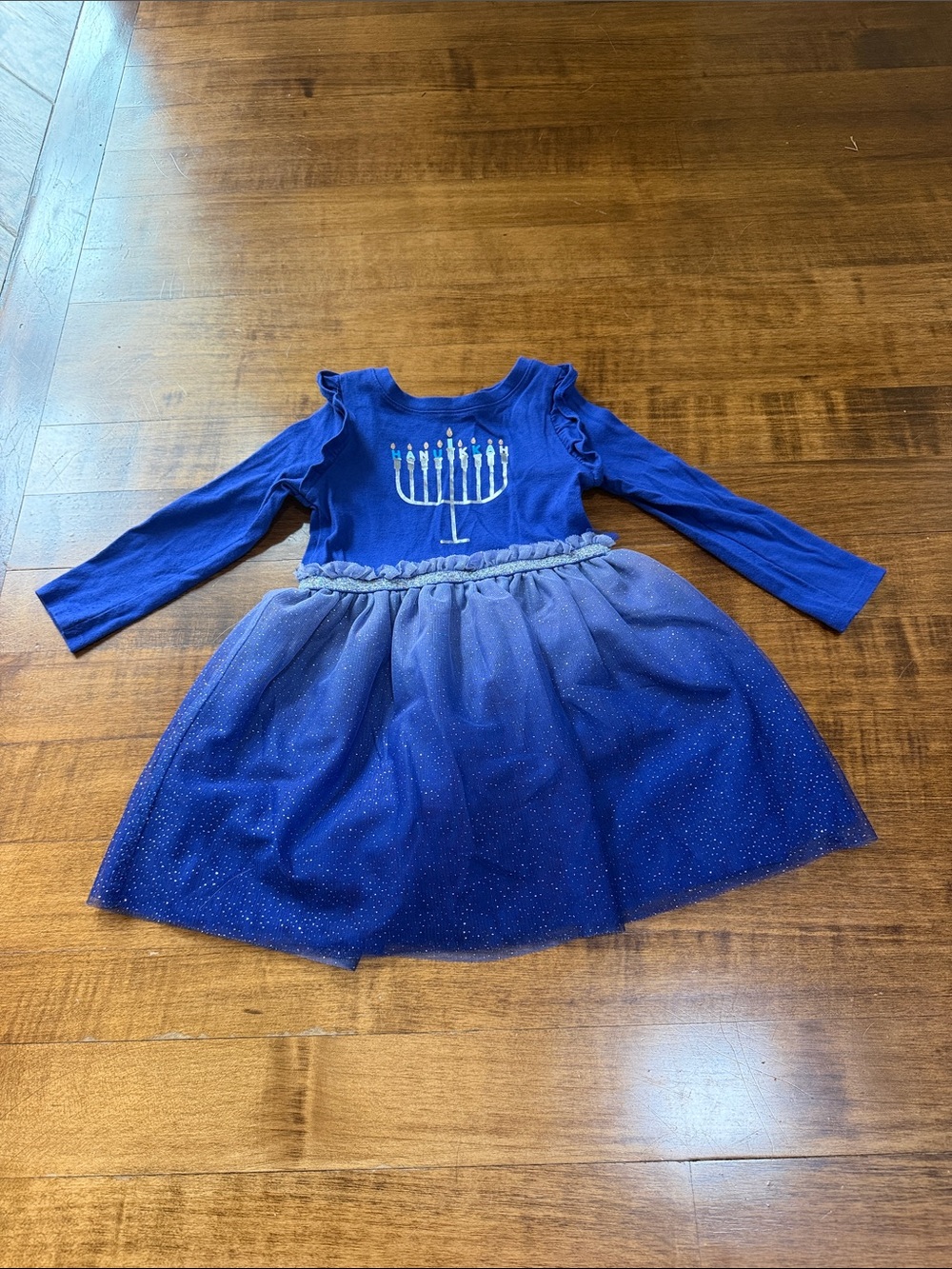 Cat & Jack Girls Navy Blue Hanukkah Tulle Dress